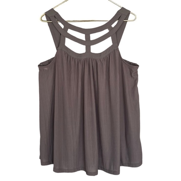 torrid Tops - Torrid Brown Crape Cage Studio Knit Strappy Swing‎ Tank Top